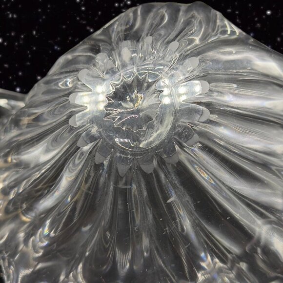Vintage Clear Swan Crystal Glass Bowl Centerpiece French Glass Marked 9”W 7”T - Picture 3 of 13